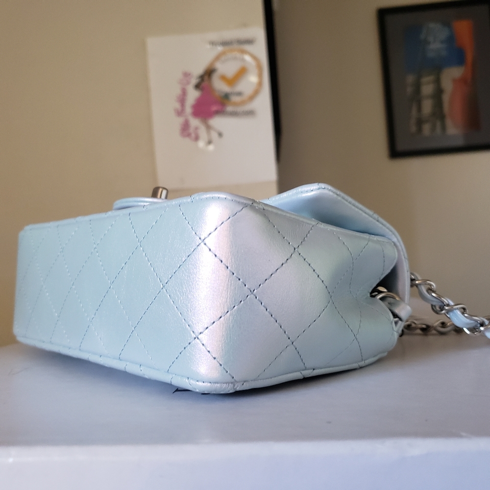 Chanel classic mini irridescent blue calfskin bag - Picture 11 of 16